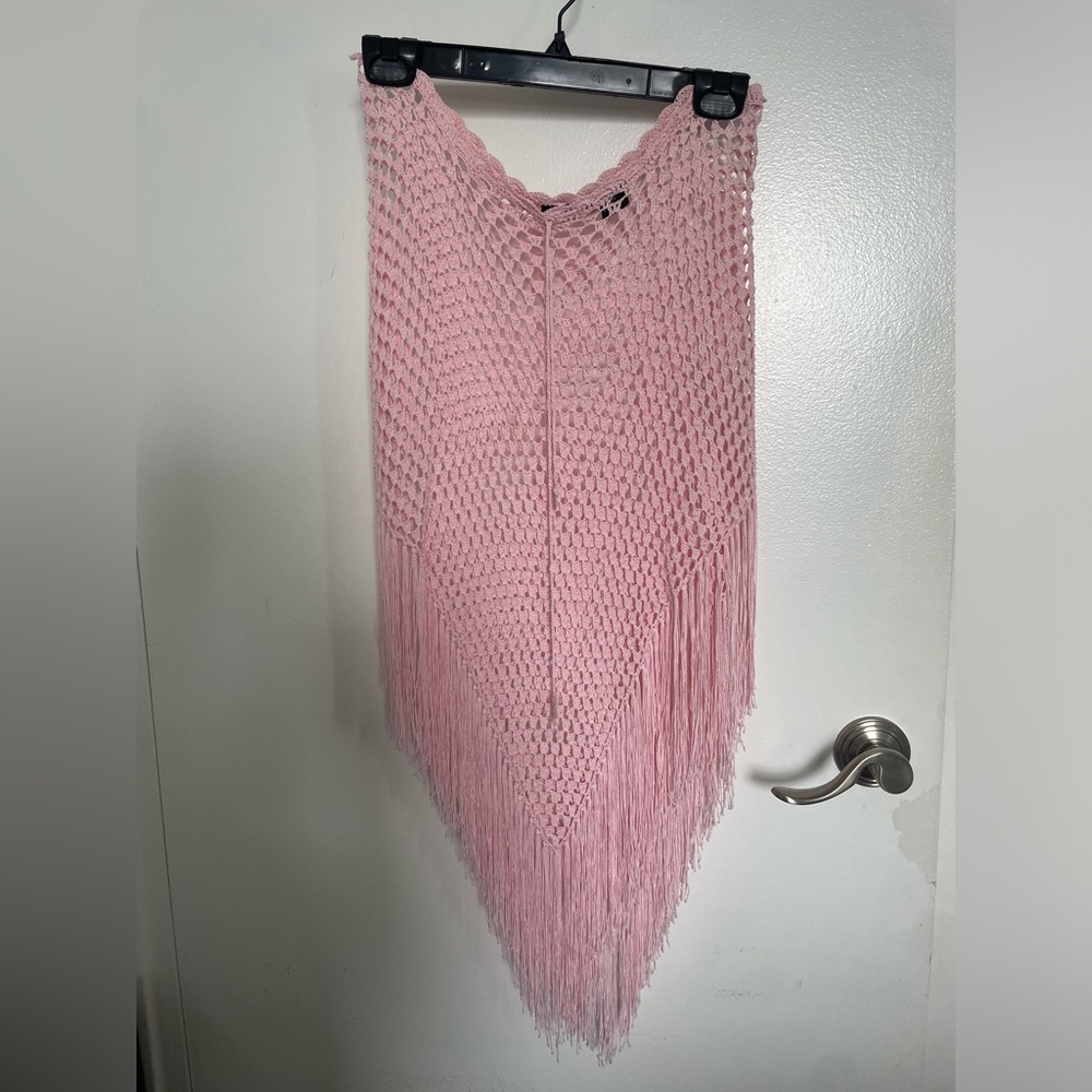 Pink Crochet Fringe Skirt